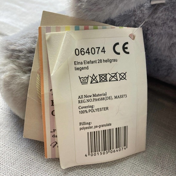 Steiff Soft Cuddly Friends ELNA ELEPHANT 064074 Stuffed Animal Plush Button Ear - Picture 12 of 13